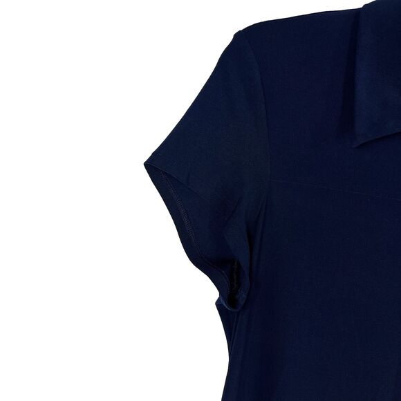 MSK O-Ring Collared Shift Dress Women's Size Large Navy Blue Stretch Casual - Picture 6 of 8
